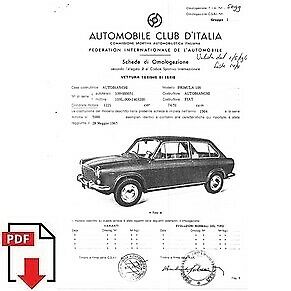1966 Autobianchi Primula 109 FIA homologation form PDF download (ACI)